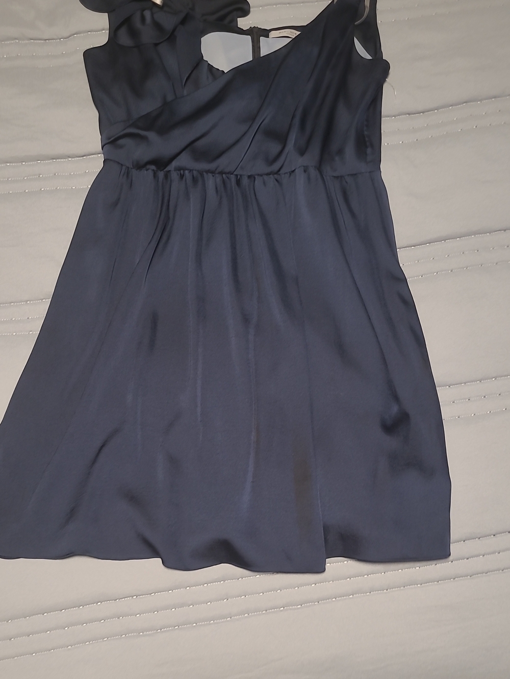 Marc New York Navy One-Shoulder Satin Dress with Bow